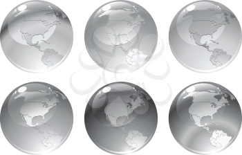 Royalty Free Clipart Image of Grey Globes