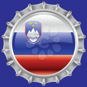 Royalty Free Clipart Image of a Flag of the Republic of Slovenia Bottlecap