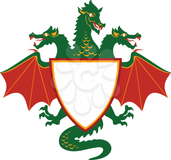 Royalty Free Clipart Image of a Dragon Shield
