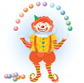 Royalty Free Clipart Image of a Clown Juggling