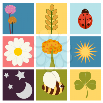 Royalty Free Clipart Image of Cute Nature Greeting Card Designs