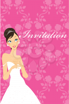Royalty Free Clipart Image of a Bride on an Invitation