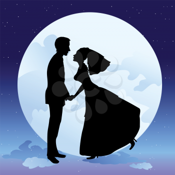 Royalty Free Clipart Image of a Couple at Night