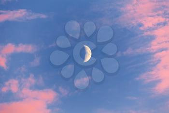 Royalty Free Photo of a Half Moon in the Sky