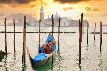 Royalty Free Photo of a Gondola Near San Marco Square in Venice, Italy