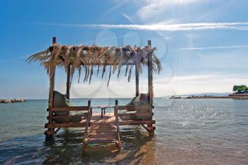 Royalty Free Photo of Lounges on the Beach in Cesme, Turkey