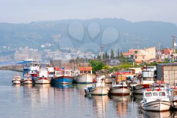 Royalty Free Photo of a City Harbor with Boats in Chanakkale, Turkey