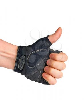 Royalty Free Photo of a Gloved Hand Giving the Thumbs Up