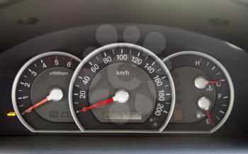 Speedometer and other gauges in the car
