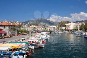 City harbor in marmaris with boats