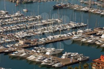 Yachts and sailboats in the harbour in Spain
