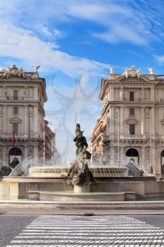 City square with fountain in the Rome, Italy
