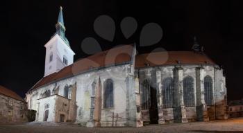 Night panorama with cathedral in Bratislava
