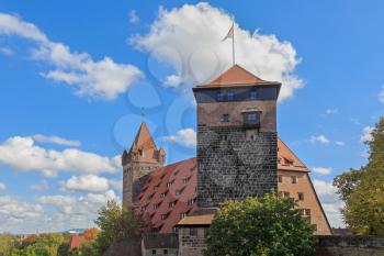 Nuremberg Castle with blue sky and trees
