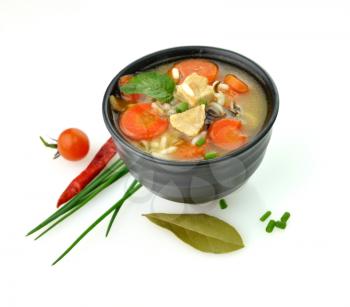 Royalty Free Photo of Chicken and Wild Rice Soup With Vegetables