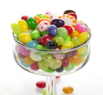 Royalty Free Photo of an Assortment Of Jelly Beans in a Glass