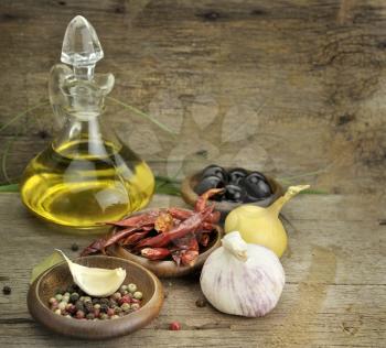Royalty Free Photo of Olive Oil and Spices