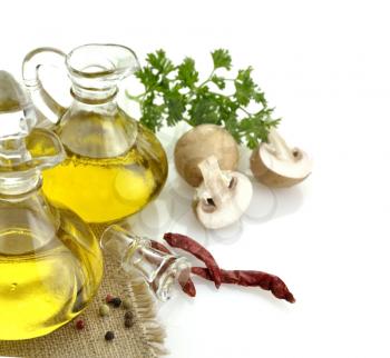 Royalty Free Photo of Olive Oil, Spices And Mushrooms
