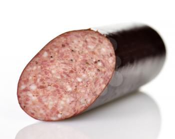 sausage with spices on a white background 