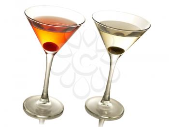 cocktails with olive and cherry