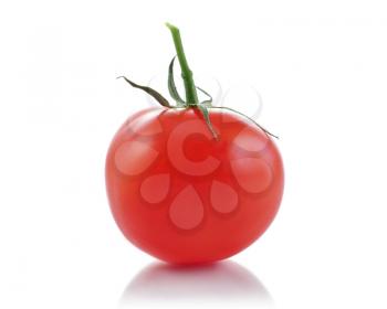 resh red tomato on white background