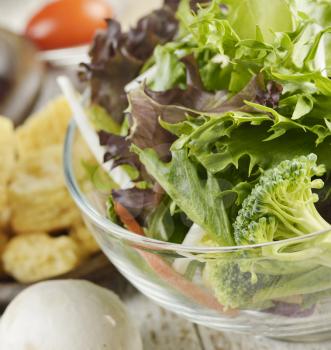 Bowl Of Fresh Vegetable Salad,Close Up