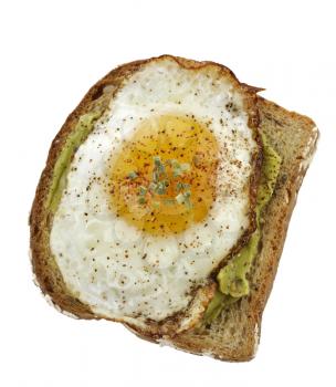 Healthy Breakfast. Avocado Toast With Fried Egg Isolated On White
