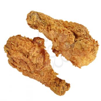 Fried Chicken Drumsticks Isolated on White Background