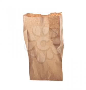 Brown paper bag isolated onr white background