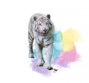 Digital painting of White Tiger