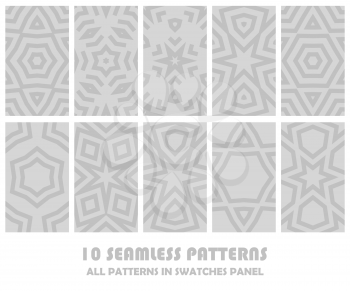 vector set of geometric seamless patterns for design. eps 8