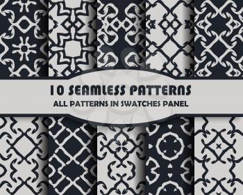vector set of geometric seamless patterns for design. eps 10