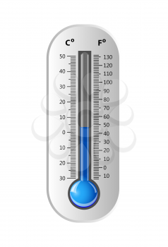 Celsius and Fahrenheit Thermometer white. Vector illustration.