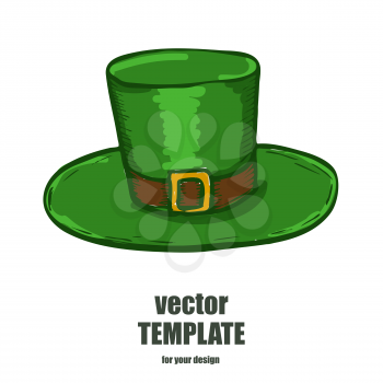 Patrick hat isolated on white background. Vector illustration of green hat.
