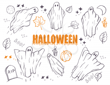 ghosts for Halloween on white background. cute ghosts characters. vector illustration eps 10