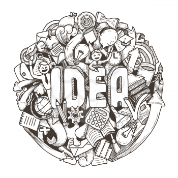 Doodles sketch concept for idea, business, finance and communication. Vector illustration.