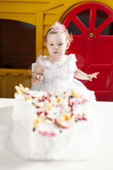 Little girl celebrating first birthday 