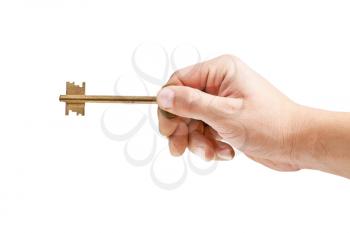 Key in hand isolated on white 
