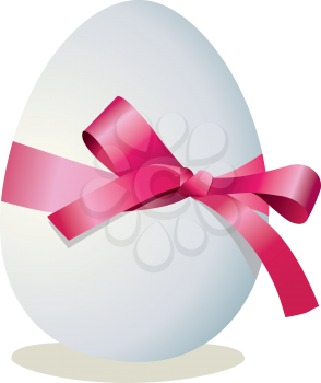 Royalty Free Clipart Image of an Egg With a Pink Bow
