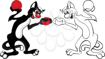 Royalty Free Clipart Image of Cats Holding Balls