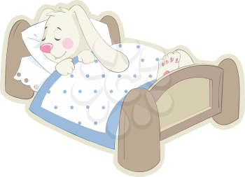 Royalty Free Clipart Image of a Sleeping Rabbit