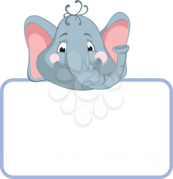 Royalty Free Clipart Image of an Elephant With a Banner