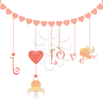 Valentine's Day card with cupid angel