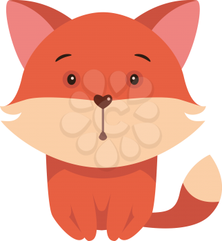 Cartoon fox icon - funny vector illustration for cartoon print. T-shirt graphics for kids.