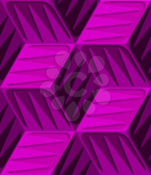 Abstract 3d geometrical seamless background. Pink 3d cubes with embossed texture.
