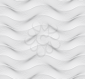 Seamless stylish geometric background. Modern abstract pattern. Flat monochrome design.Repeating ornament of many horizontal wavy lines with ripples.