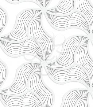 Seamless geometric background. Pattern with realistic shadow and cut out of paper effect.White 3d paper.3D white wavy triangular grid with gray stripes.