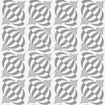 Perforated diagonal Chinese lanterns.Seamless geometric background. Modern monochrome 3D texture. Pattern with realistic shadow and cut out of paper effect.