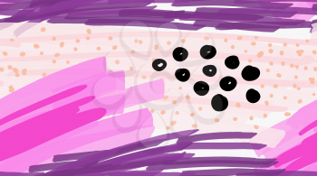 Artistic color brushed purple hatches with black spots.Hand drawn with ink and marker brush seamless background.Abstract color splush and scribble design.