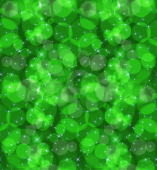 Bokeh green stars.Seamless pattern.Pattern with bokeh light effect.Colorful background.  
